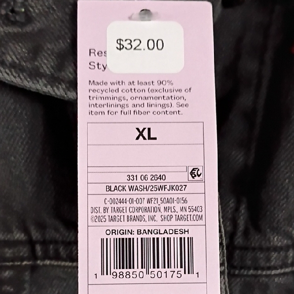 Wild Fable Black Jean Jacket with Red Floral Embroidery - Picture 5 of 7